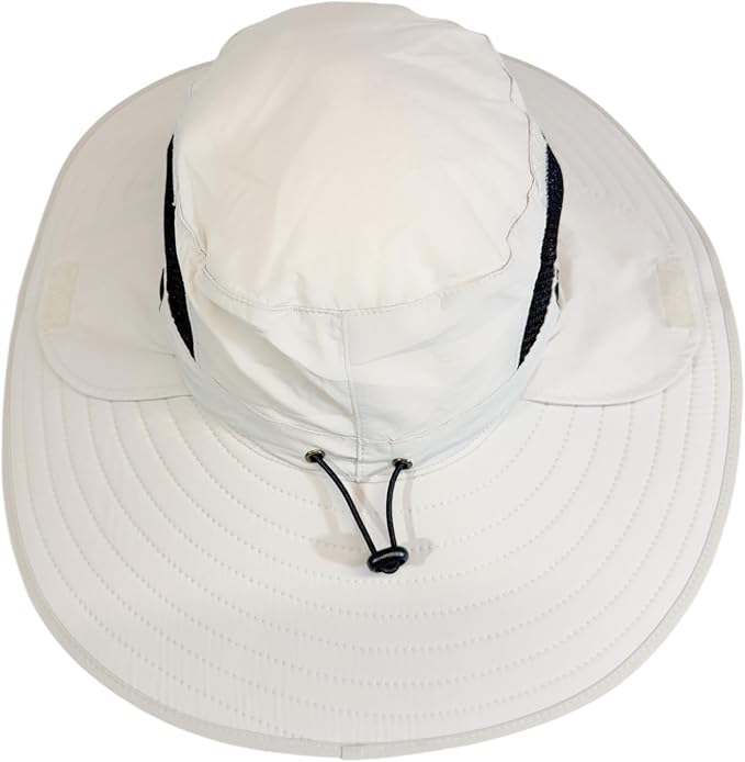 SPF 50+ Bucket Hat Compatible with Ear Protection Headphones – Sun Protection Hat for Lawn Mowing, Construction, Yard Work