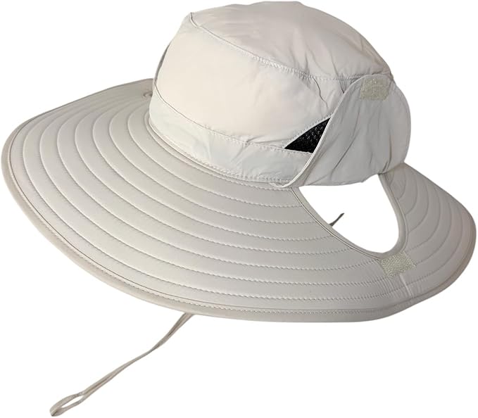 SPF 50+ Bucket Hat Compatible with Ear Protection Headphones – Sun Protection Hat for Lawn Mowing, Construction, Yard Work